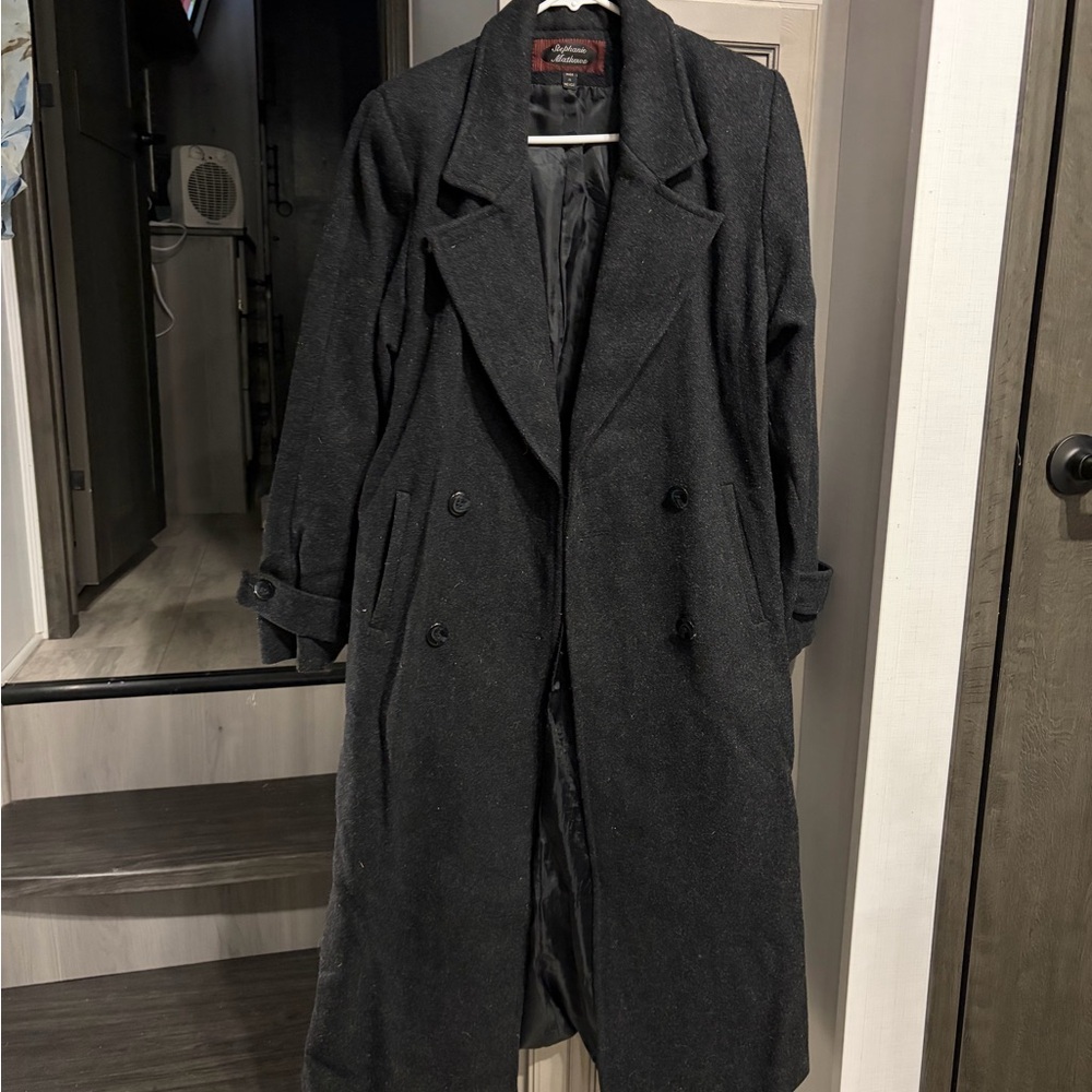 Black Double-Breasted Overcoat